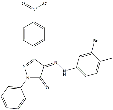 3-(4-nitrophenyl)-1-phenyl-1H-pyrazole-4,5-dione 4-[N-(3-bromo-4-methylphenyl)hydrazone] Struktur