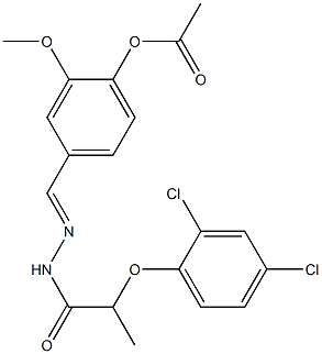 4-({(E)-2-[2-(2,4-dichlorophenoxy)propanoyl]hydrazono}methyl)-2-methoxyphenyl acetate Struktur