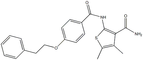 4,5-dimethyl-2-{[4-(phenethyloxy)benzoyl]amino}-3-thiophenecarboxamide Struktur