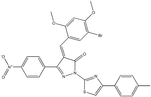 4-[(Z)-(5-bromo-2,4-dimethoxyphenyl)methylidene]-1-[4-(4-methylphenyl)-1,3-thiazol-2-yl]-3-(4-nitrophenyl)-1H-pyrazol-5-one Struktur