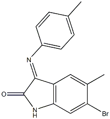 6-bromo-5-methyl-3-[(4-methylphenyl)imino]-1H-indol-2-one Struktur