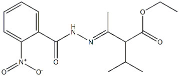 ethyl 2-isopropyl-3-[(E)-2-(2-nitrobenzoyl)hydrazono]butanoate Struktur