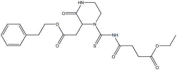 ethyl 4-oxo-4-[({3-oxo-2-[2-oxo-2-(phenethyloxy)ethyl]-1-piperazinyl}carbothioyl)amino]butanoate Struktur