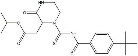 isopropyl 2-[1-({[4-(tert-butyl)benzoyl]amino}carbothioyl)-3-oxo-2-piperazinyl]acetate Struktur