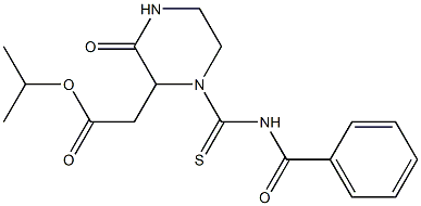 isopropyl 2-{1-[(benzoylamino)carbothioyl]-3-oxo-2-piperazinyl}acetate Struktur