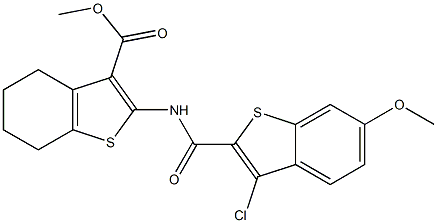 methyl 2-{[(3-chloro-6-methoxy-1-benzothiophen-2-yl)carbonyl]amino}-4,5,6,7-tetrahydro-1-benzothiophene-3-carboxylate Struktur