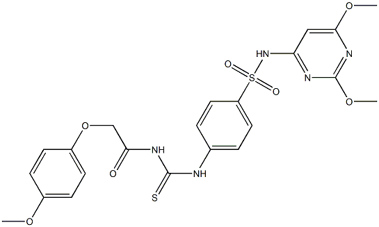 N-(2,6-dimethoxy-4-pyrimidinyl)-4-[({[2-(4-methoxyphenoxy)acetyl]amino}carbothioyl)amino]benzenesulfonamide Struktur