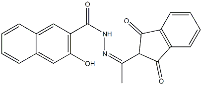 N'-[(Z)-1-(1,3-dioxo-2,3-dihydro-1H-inden-2-yl)ethylidene]-3-hydroxy-2-naphthohydrazide Struktur