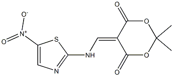 2,2-dimethyl-5-{[(5-nitro-1,3-thiazol-2-yl)amino]methylene}-1,3-dioxane-4,6-dione Struktur