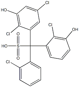 (2-Chlorophenyl)(2-chloro-3-hydroxyphenyl)(2,5-dichloro-3-hydroxyphenyl)methanesulfonic acid Struktur