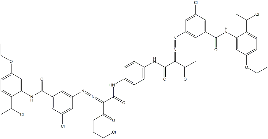 3,3'-[2-(2-Chloroethyl)-1,4-phenylenebis[iminocarbonyl(acetylmethylene)azo]]bis[N-[2-(1-chloroethyl)-5-ethoxyphenyl]-5-chlorobenzamide] Struktur