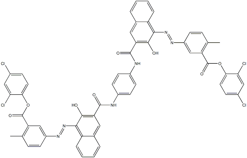 1,4-Bis[1-[[4-methyl-5-(2,4-dichlorophenoxycarbonyl)phenyl]azo]-2-hydroxy-3-naphthoylamino]benzene Struktur