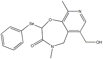 6-Hydroxymethyl-9-methyl-2-(phenylseleno)methyl-2,3,4,5-tetrahydropyrido[4,3-f]-1,4-oxazepin-3-one Struktur