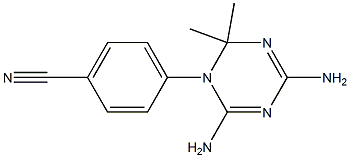 2,4-Diamino-6,6-dimethyl-5,6-dihydro-5-(4-cyanophenyl)-1,3,5-triazine Struktur