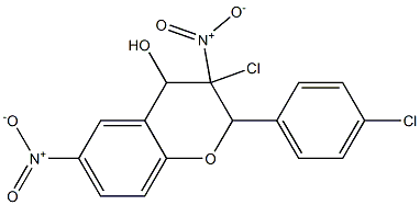 3-Chloro-3,4-dihydro-4-hydroxy-3-nitro-2-(4-chlorophenyl)-6-nitro-2H-1-benzopyran Struktur