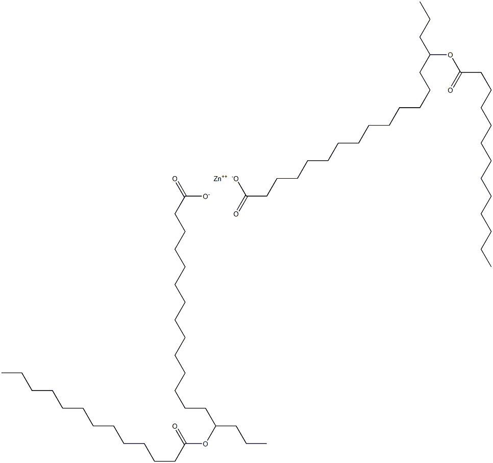 Bis(15-tridecanoyloxyoctadecanoic acid)zinc salt Struktur