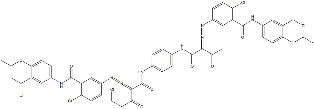 3,3'-[2-(Chloromethyl)-1,4-phenylenebis[iminocarbonyl(acetylmethylene)azo]]bis[N-[3-(1-chloroethyl)-4-ethoxyphenyl]-6-chlorobenzamide] Struktur