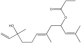 (6E)-3,7,11-Trimethyl-1,6,10-dodecatriene-3,9-diol 9-propanoate Struktur