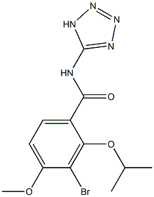 2-Isopropyloxy-3-bromo-4-methoxy-N-(1H-tetrazol-5-yl)benzamide Struktur