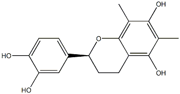 (S)-2-(3,4-Dihydroxyphenyl)-2,3-dihydro-5,7-dihydroxy-6,8-dimethyl-4H-1-benzopyran Struktur