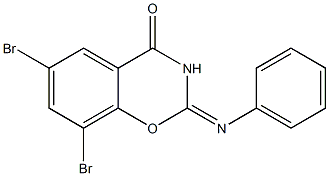 2,3-Dihydro-6,8-dibromo-2-(phenylimino)-4H-1,3-benzoxazin-4-one Struktur