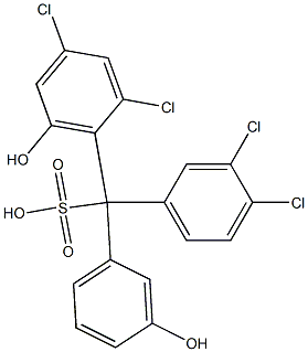 (3,4-Dichlorophenyl)(2,4-dichloro-6-hydroxyphenyl)(3-hydroxyphenyl)methanesulfonic acid Struktur