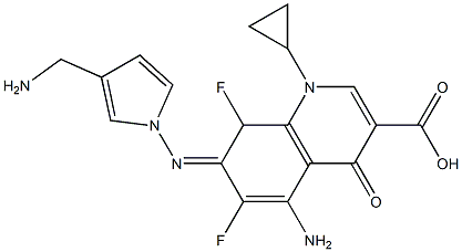 1-Cyclopropyl-1,4-dihydro-4-oxo-5-amino-6,8-difluoro-7-[3-(aminomethyl)pyrrolizino]quinoline-3-carboxylic acid Struktur