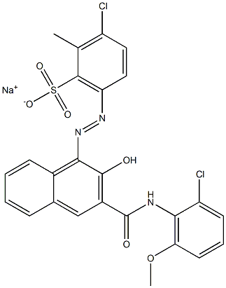 3-Chloro-2-methyl-6-[[3-[[(2-chloro-6-methoxyphenyl)amino]carbonyl]-2-hydroxy-1-naphtyl]azo]benzenesulfonic acid sodium salt Struktur