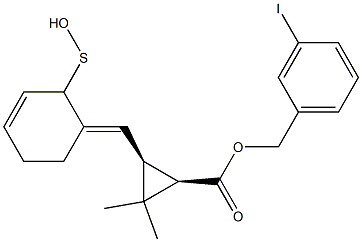 (1R,3S)-2,2-Dimethyl-3-[[(3E)-2,3,4,5-tetrahydro-2-oxothiophen]-3-ylidenemethyl]cyclopropane-1-carboxylic acid-3-iodobenzyl ester Struktur