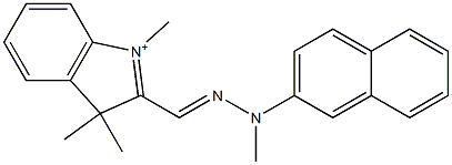 1,3,3-Trimethyl-2-[2-methyl-2-(2-naphtyl)hydrazonomethyl]-3H-indole-1-ium Struktur