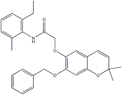 2,2-Dimethyl-7-(benzyloxy)-6-[[(2-methyl-6-ethylphenylamino)carbonyl]methoxy]-2H-1-benzopyran Struktur