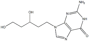 2-Amino-9-(3,5-dihydroxypentyl)-9H-purin-6(1H)-one Struktur