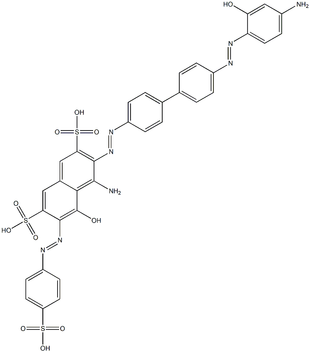 4-Amino-3-[[4'-[(4-amino-2-hydroxyphenyl)azo]-1,1'-biphenyl-4-yl]azo]-5-hydroxy-6-[(4-sulfophenyl)azo]-2,7-naphthalenedisulfonic acid Struktur