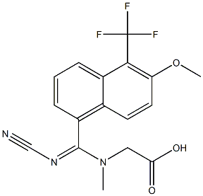 [N-Methyl-N-[(cyanoimino)[5-(trifluoromethyl)-6-methoxy-1-naphtyl]methyl]amino]acetic acid Struktur