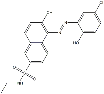 5-(5-Chloro-2-hydroxyphenylazo)-N-ethyl-6-hydroxy-2-naphthalenesulfonamide Struktur