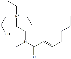 2-[N-Methyl-N-(2-heptenoyl)amino]-N,N-diethyl-N-(2-hydroxyethyl)ethanaminium Struktur