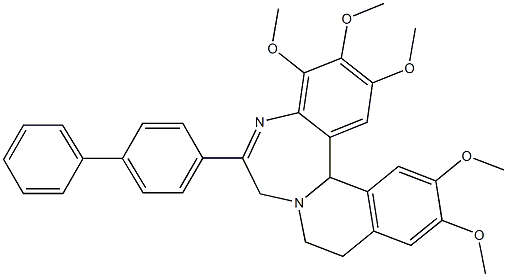 7,9,10,14b-Tetrahydro-6-(4-biphenylyl)-2,3,4,12,13-pentamethoxyisoquino[2,1-d][1,4]benzodiazepine Struktur