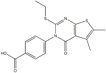 4-[[3,4-Dihydro-4-oxo-2-(ethylthio)-5,6-dimethylthieno[2,3-d]pyrimidin]-3-yl]benzoic acid Struktur