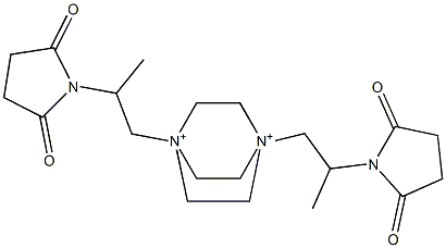 1,4-Bis[2-(2,5-dioxopyrrolidin-1-yl)propyl]-1,4-diazoniabicyclo[2.2.2]octane Struktur