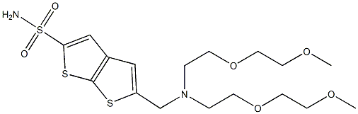 5-[[Bis[2-(2-methoxyethoxy)ethyl]amino]methyl]thieno[2,3-b]thiophene-2-sulfonamide Struktur