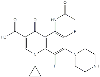 1,4-Dihydro-1-cyclopropyl-6,8-difluoro-5-(acetylamino)-7-(piperazin-1-yl)-4-oxoquinoline-3-carboxylic acid Struktur