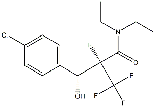 (2R,3R)-N,N-Diethyl-2-fluoro-2-trifluoromethyl-3-hydroxy-3-(4-chlorophenyl)propionamide Struktur