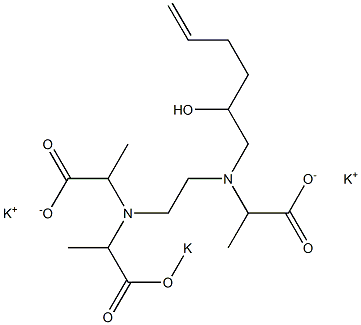 3-(2-Hydroxy-5-hexenyl)-6-(1-potassiooxycarbonylethyl)-2,7-dimethyl-3,6-diazaoctanedioic acid dipotassium salt Struktur