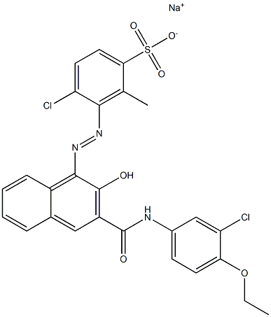 4-Chloro-2-methyl-3-[[3-[[(3-chloro-4-ethoxyphenyl)amino]carbonyl]-2-hydroxy-1-naphtyl]azo]benzenesulfonic acid sodium salt Struktur