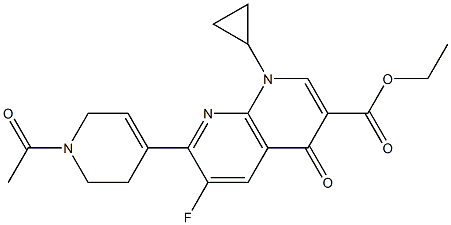 1,4-Dihydro-6-fluoro-7-[(1-acetyl-1,2,5,6-tetrahydropyridin)-4-yl]-4-oxo-1-cyclopropyl-1,8-naphthyridine-3-carboxylic acid ethyl ester Struktur