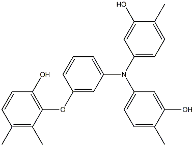 N,N-Bis(3-hydroxy-4-methylphenyl)-3-(6-hydroxy-2,3-dimethylphenoxy)benzenamine Struktur