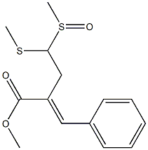 2-[2-Methylsulfinyl-2-(methylthio)ethyl]-3-phenylpropenoic acid methyl ester Struktur