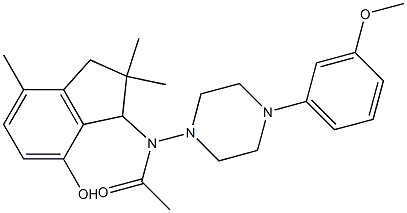 2,3-Dihydro-3-[[4-(3-methoxyphenyl)-1-piperazinyl]acetylamino]-2,2,7-trimethyl-1H-inden-4-ol Struktur