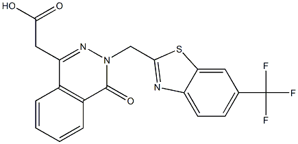 3-[(6-Trifluoromethyl-2-benzothiazolyl)methyl]-3,4-dihydro-4-oxophthalazine-1-acetic acid Struktur