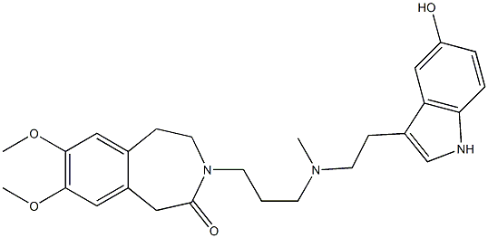 2,3-Dihydro-7,8-dimethoxy-3-[3-[N-[2-(5-hydroxy-1H-indol-3-yl)ethyl]-N-methylamino]propyl]-1H-3-benzazepin-4(5H)-one Struktur